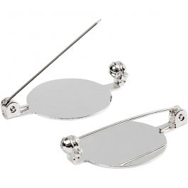 Brochespeld, d 20 mm, verzilverd, 100 stuk/ 1 doos [HOB-600771]