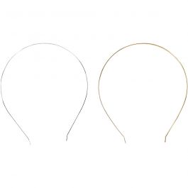 Haarband, L: 14 cm, B: 5 mm, verguld, verzilverd, 2 stuk/ 1 doos [HOB-600984]