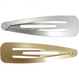 Haarspeld, L: 66 mm, B: 17 mm, goud, zilver, 4 stuk/ 1 doos [HOB-600994]