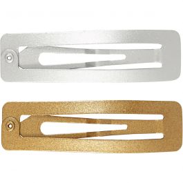 Haarspeld, L: 58 mm, B: 16 mm, goud, zilver, 4 stuk/ 1 doos [HOB-600995]