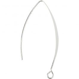 Oorbel, H: 42 mm, gatgrootte 2 mm, verzilverd, 4 stuk/ 1 doos [HOB-601250]
