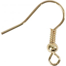 Crochet d’Oreille Français, L : 18 mm, or, 10 pièces/ 1 Pq. [HOB-603040]