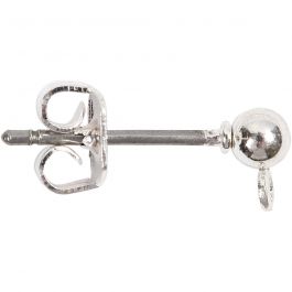 Oorsteker, L: 13 mm, d 3,8 mm, gatgrootte 0,8 mm, verzilverd, 10 stuk/ 1 doos [HOB-603100]