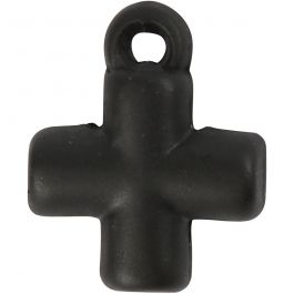 Kruis, afm 10x10 mm, gatgrootte 1,5 mm, zwart, 4 stuk/ 1 doos [HOB-60587]