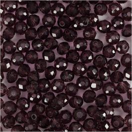 Facet Kralen, d 4 mm, gatgrootte 1 mm, paars, 45 stuk/ 1 doos [HOB-60980]