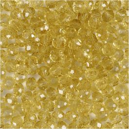 Facet Kralen, d 4 mm, gatgrootte 1 mm, geel, 45 stuk/ 1 doos [HOB-60981]