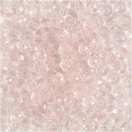 Facet Kralen, d 4 mm, gatgrootte 1 mm, lichtroze, 45 stuk/ 1 doos [HOB-60982]