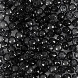 Facet Kralen, d 4 mm, gatgrootte 1 mm, grijs, 45 stuk/ 1 doos [HOB-60983]