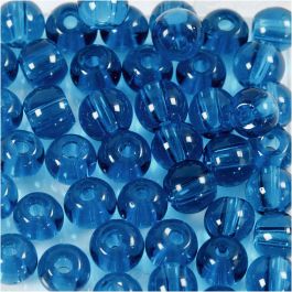 Glas Kralen, d 4 mm, gatgrootte 1 mm, turquoise, 45 stuk/ 1 doos [HOB-60989]