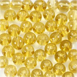Glas Kralen, d 4 mm, gatgrootte 1 mm, geel, 45 stuk/ 1 doos [HOB-60991]