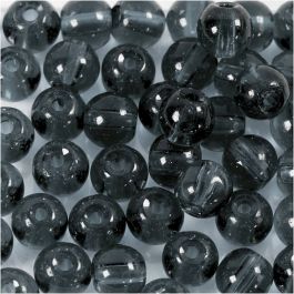 Glas Kralen, d 4 mm, gatgrootte 1 mm, grijs, 45 stuk/ 1 doos [HOB-60993]
