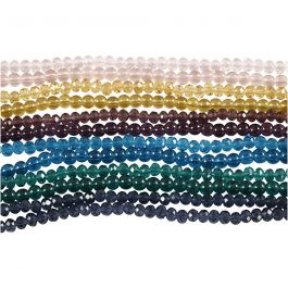 Glas en Facet kralen, d 4 mm, gatgrootte 1 mm, 12x45stuk/ 1 doos [HOB-60995]