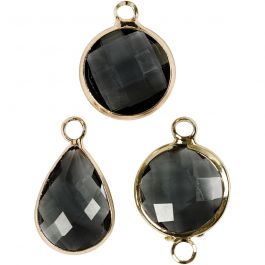 Pendentif pour bijoux, H : 15-20 mm, diamètre intérieur 2 mm, gris, 1 Pq. [HOB-61021]