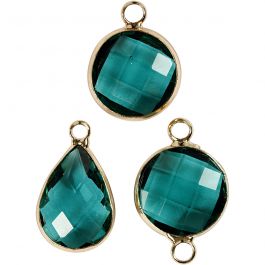 Pendentif pour bijoux, H : 15-20 mm, diamètre intérieur 2 mm, vert, 1 Pq. [HOB-61023]