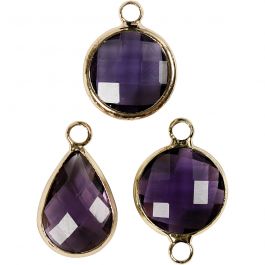 Pendentif pour bijoux, H : 15-20 mm, diamètre intérieur 2 mm, violet, 1 Pq. [HOB-61025]