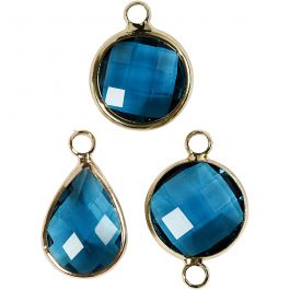 Pendentif pour bijoux, H : 15-20 mm, diamètre intérieur 2 mm, turquoise, 1 Pq. [HOB-61027]