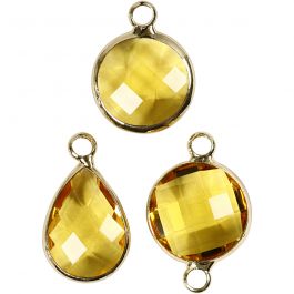Pendentif pour bijoux, H : 15-20 mm, diamètre intérieur 2 mm, jaune, 1 Pq. [HOB-61029]