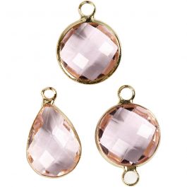 Pendentif pour bijoux, H : 15-20 mm, diamètre intérieur 2 mm, rose clair, 1 Pq. [HOB-61031]