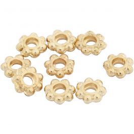 Spacer kralen, d 6 mm, gatgrootte 2 mm, verguld, 100 stuk/ 1 doos [HOB-61043]