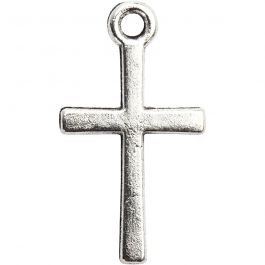 Pendentif en forme de croix, dim. 10x18 mm, argenté, 20 pièces/ 1 Pq. [HOB-61073]