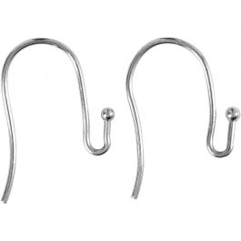 Base pour Boucles d'Oreilles, L : 21 mm, ép. 0,7 mm, argenté, 6 pièces/ 1 Pq. [HOB-61275]
