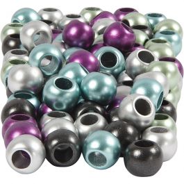 Pony kralen, d 10 mm, gatgrootte 4 mm, metallic kleuren, 60 gr, 125 ml/ 1 doos [HOB-617180]