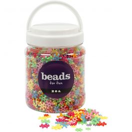 Perles Plastique Novelty, d 7-13,5 mm, diamètre intérieur 2 mm, ass. de couleurs, 270 gr, 700 ml/ 1 boîte [HOB-61761]