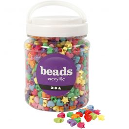 Perles Plastique Novelty, d 10 mm, diamètre intérieur 3,5 mm, ass. de couleurs, 400 gr, 700 ml/ 1 boîte [HOB-61774]