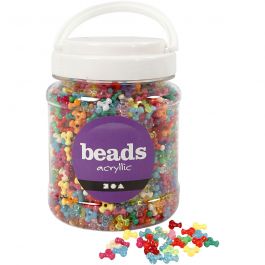 Mélange de perles, d 10 mm, diamètre intérieur 2 mm, ass. de couleurs, 385 gr, 700 ml/ 1 boîte [HOB-61776]