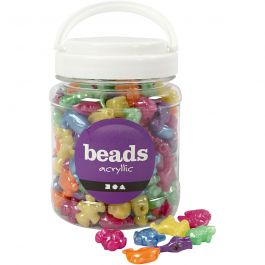 Perles Plastique Novelty, dim. 25 mm, diamètre intérieur 4 mm, couleurs nacrées, 700 ml/ 1 boîte [HOB-61823]