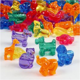 Perles de différentes formes, dim. 25 mm, diamètre intérieur 4 mm, ass. de couleurs, 700 ml/ 1 boîte [HOB-61825]