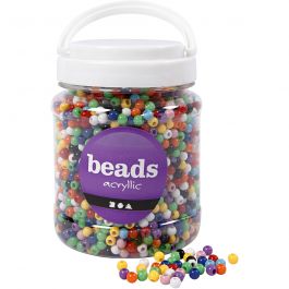 Perles Pony, d 6 mm, diamètre intérieur 3 mm, ass. de couleurs, 425 gr, 700 ml/ 1 boîte [HOB-61831]