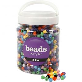 Perles Pony, d 8 mm, diamètre intérieur 4 mm, ass. de couleurs, 415 gr, 700 ml/ 1 boîte [HOB-61833]