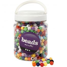 Perles Pony, d 10 mm, diamètre intérieur 4,5 mm, ass. de couleurs, 430 gr, 700 ml/ 1 boîte [HOB-61835]