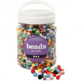Perles Pony, d 6-10 mm, diamètre intérieur 3-5 mm, ass. de couleurs, 430 gr, 700 ml/ 1 boîte [HOB-61839]