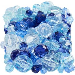 Facet kralen, afm 4-12 mm, gatgrootte 1-2,5 mm, blauw harmonie, 250 gr/ 1 doos [HOB-61882]