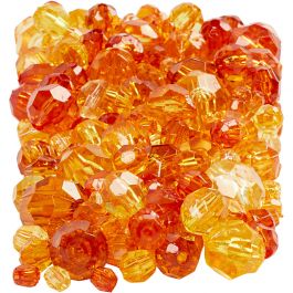 Facet kralen, afm 4-12 mm, gatgrootte 1-2,5 mm, geel (32227), 250 gr/ 1 doos [HOB-61886]