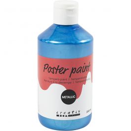 Tempera Verf Metallic , blauw, 300 ml/ 1 doos [HOB-629855]