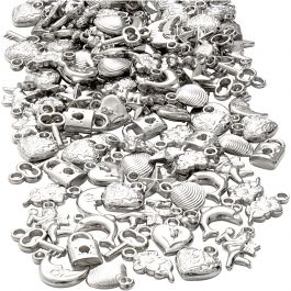 Breloques argentées, dim. 15-20 mm, diamètre intérieur 3 mm, 80 gr/ 1 Pq. [HOB-63842]