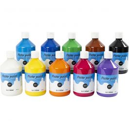 Peinture à la détrempe Mate, ass. de couleurs, 10x500 ml/ 1 Pq. [HOB-642092]