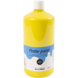 Tempera Verf Mat, primair geel, 1000 ml/ 1 fles [HOB-642115]