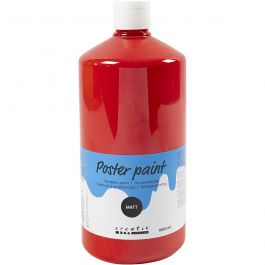 Tempera Verf Mat, rood, 1000 ml/ 1 fles [HOB-642134]