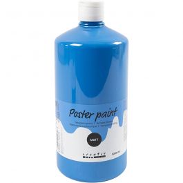 Tempera Verf Mat, primair blauw, 1000 ml/ 1 fles [HOB-642155]