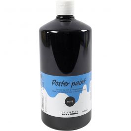 Tempera Verf Mat, zwart, 1000 ml/ 1 fles [HOB-642184]