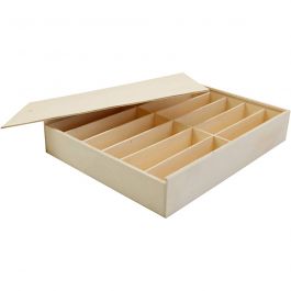 Boîte en bois avec couvercle, dim. 29x37x6,5 cm, 1 pièce [HOB-668257]