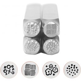 Embossing stempels, Grafisch patroon 1, L: 65 mm, afm 6 mm, 4 stuk/ 1 set [HOB-67578]