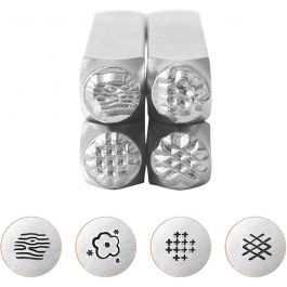 Embossing stempels, Grafisch patroon 2, L: 65 mm, afm 6 mm, 4 stuk/ 1 set [HOB-67579]