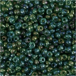 Rocailles, d 3 mm, afm 8/0, gatgrootte 0,6-1,0 mm, groen glans, 25 gr/ 1 doos [HOB-682181]