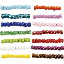 Rocailles, d 3 mm, afm 8/0, gatgrootte 0,6-1,0 mm, diverse kleuren, 14x25 gr/ 1 doos [HOB-68223]
