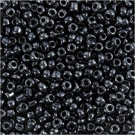 Rocailles, d 3 mm, afm 8/0, gatgrootte 0,6-1,0 mm, metallic zwart, 25 gr/ 1 doos [HOB-682281]